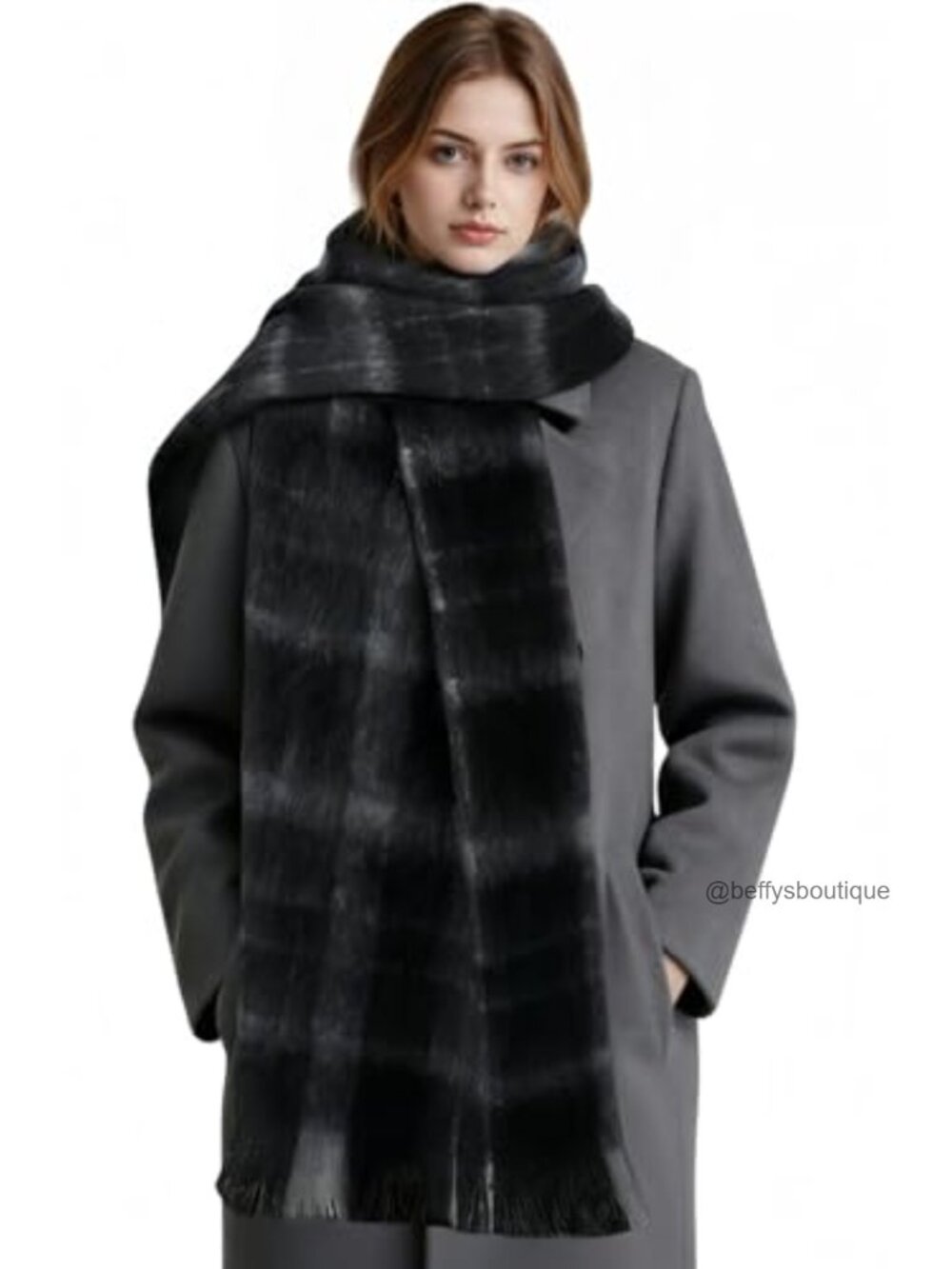 Chunky Knit Winter Scarf with Tassels Warm Oversized Shawl